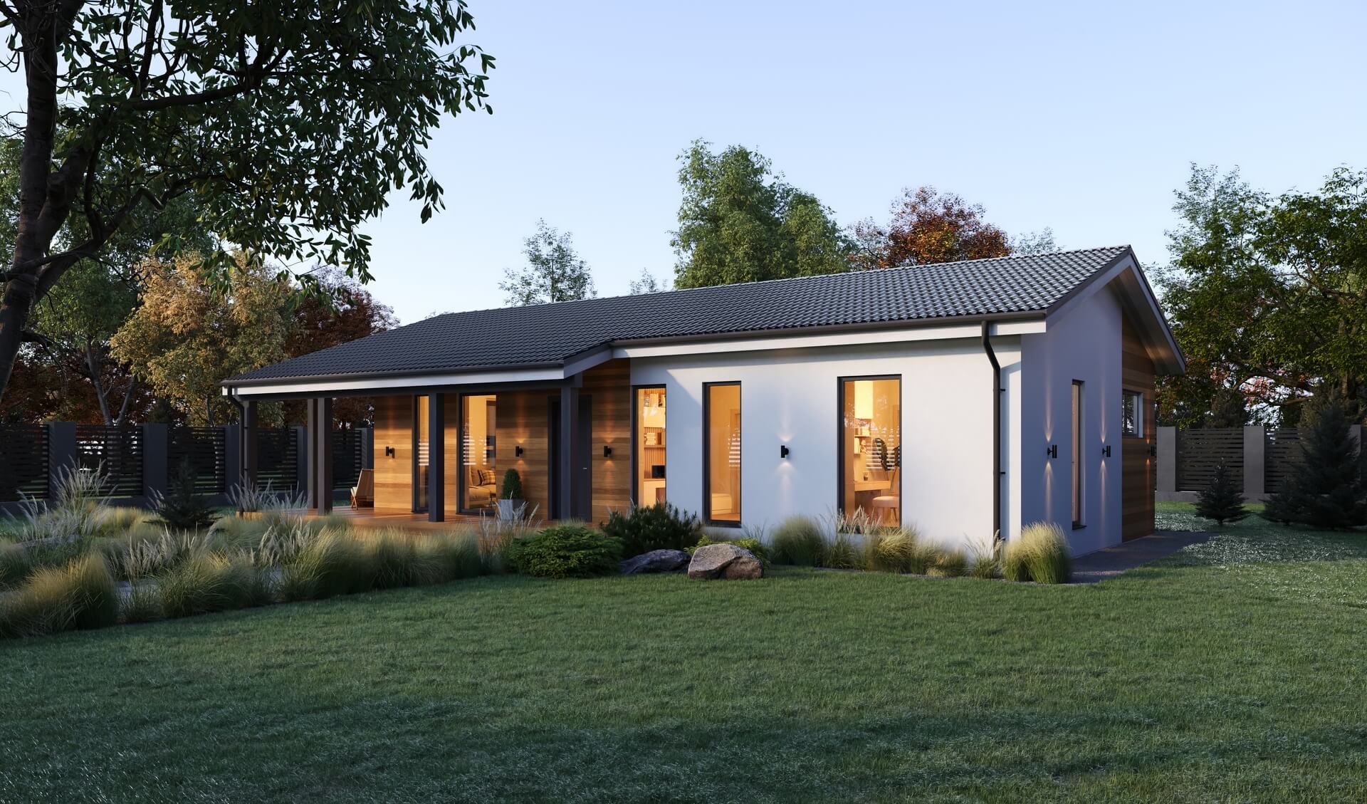 Кухня-гостиная боковая, терраса боковая 120 м²