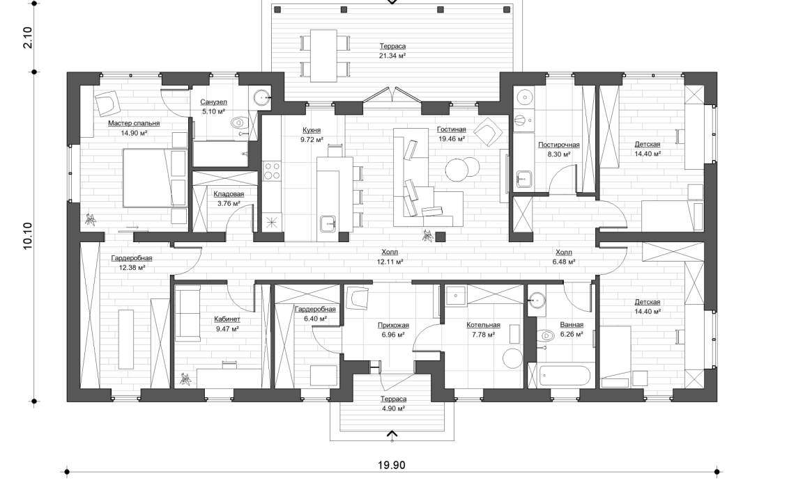 Планировочное решение 200 м²