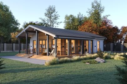 Кухня-гостиная боковая, терраса боковая 100 м²