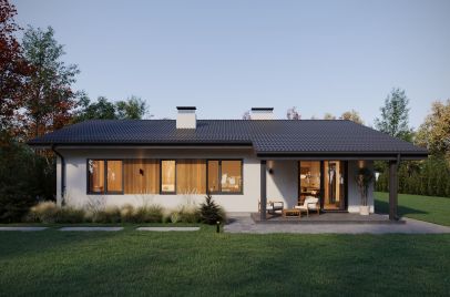 Кухня-гостиная боковая, терраса задняя 140 м²