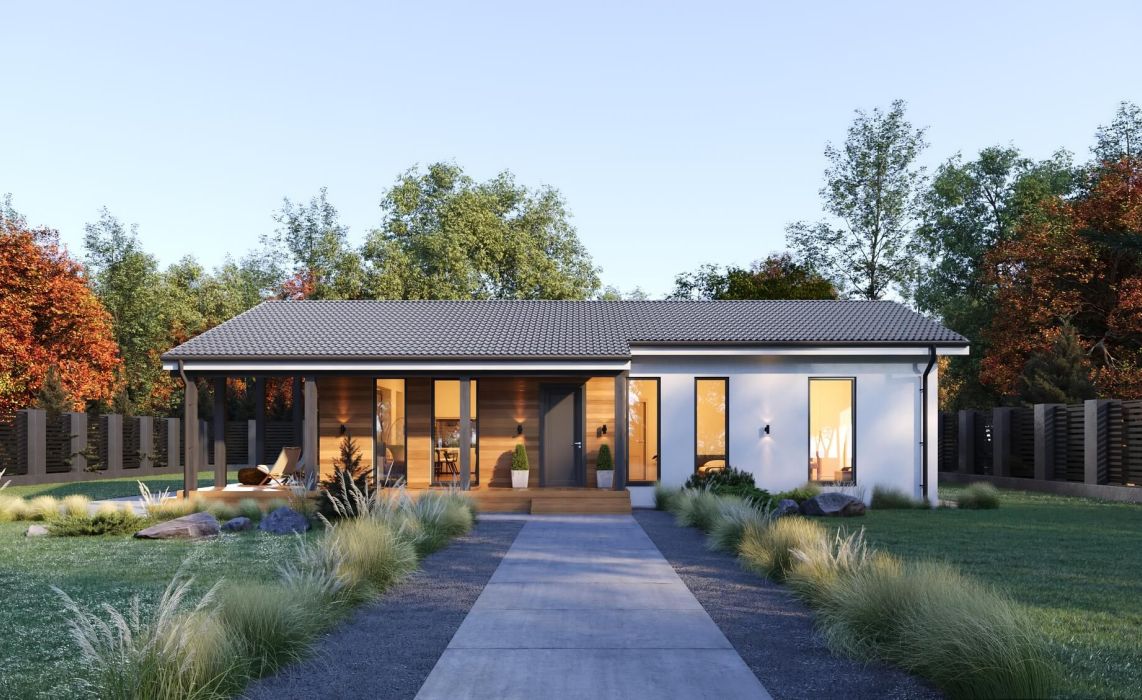 Кухня-гостиная боковая, терраса боковая 110 м² 