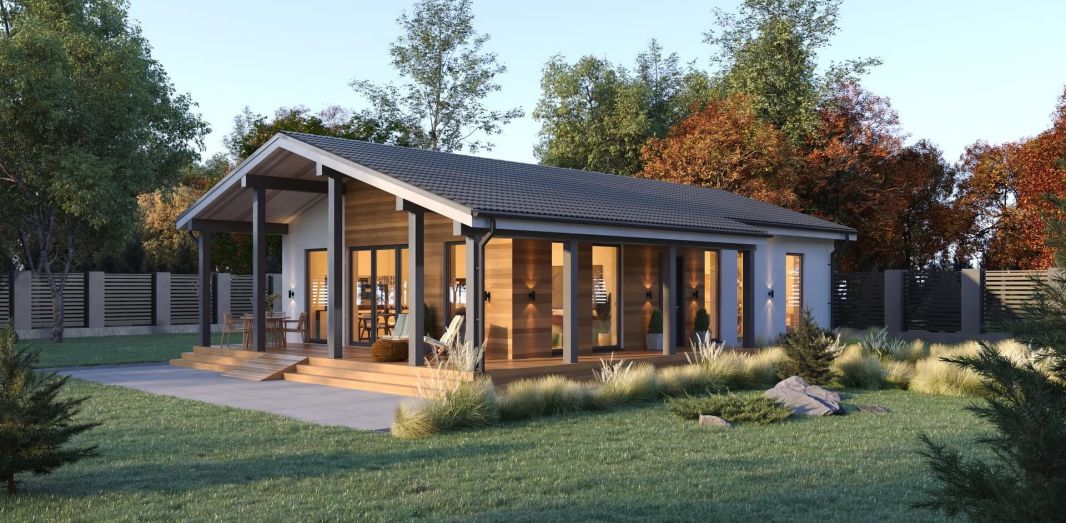 Кухня-гостиная боковая, терраса боковая 100 м²